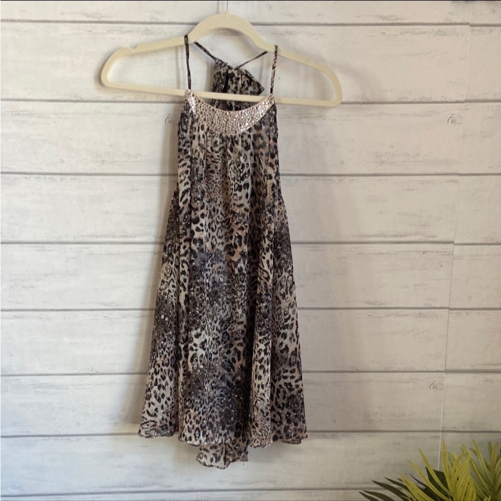 Victoria Secret leopard Pattern Halter tie back chemise